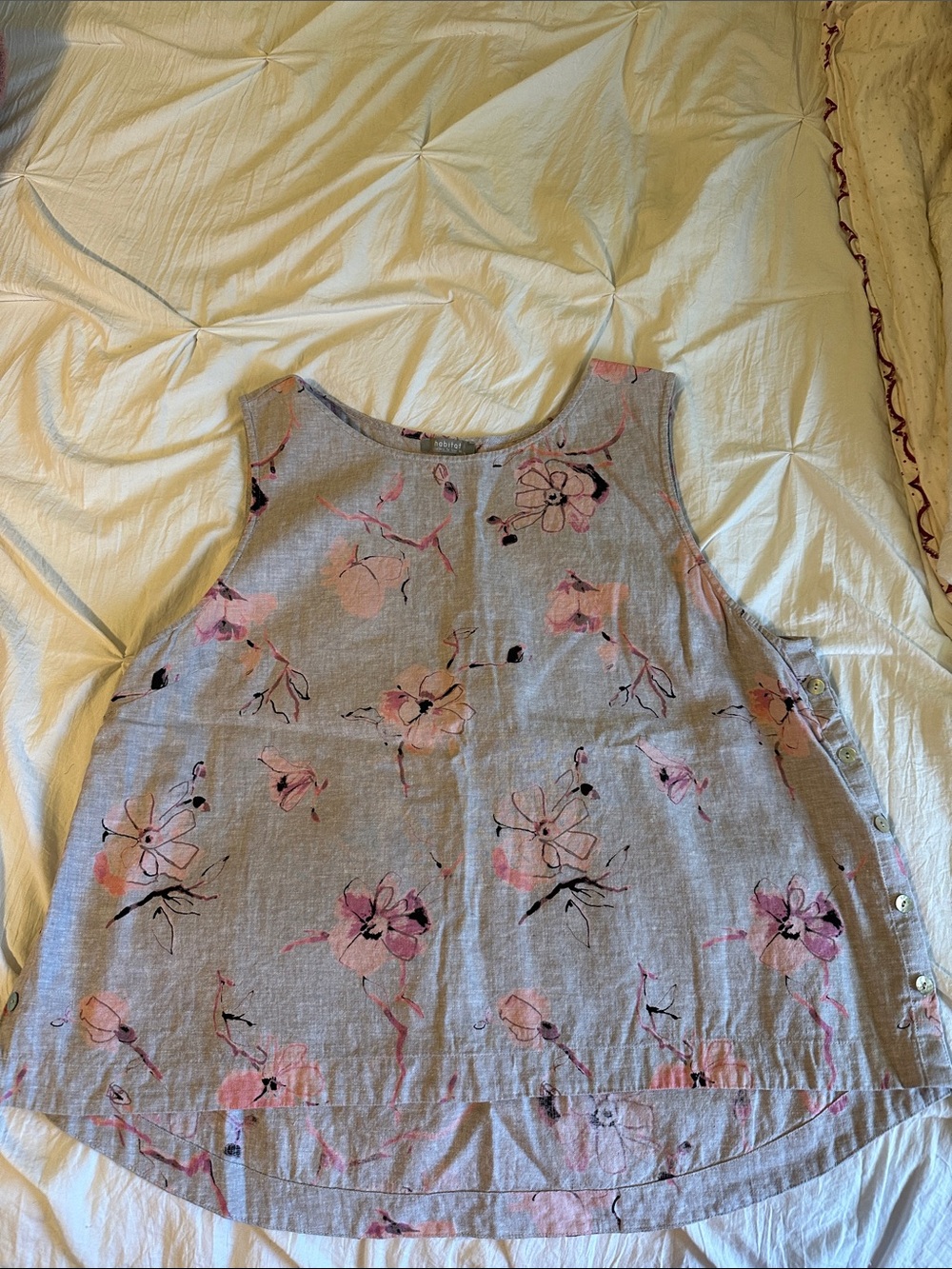 Habitat Floral Sleeveless Tank Top - Pink on tan